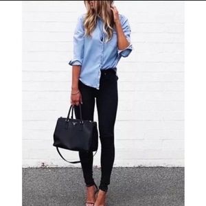 Tory Burch distressed black super skinny jeans 28